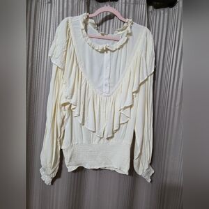 Elegant Cream Ruffled Women's Top. NWOT